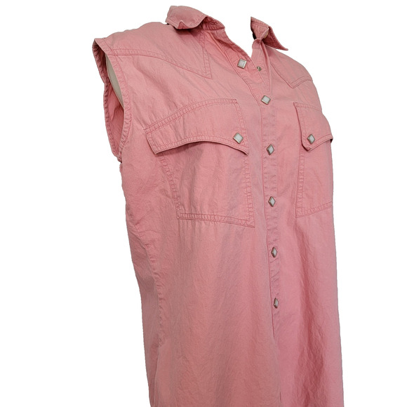 Ranch and Town Western Pearl Snap Pink Top Women M 100% Cotton Cowgirl Rodeo VTG - Picture 3 of 9